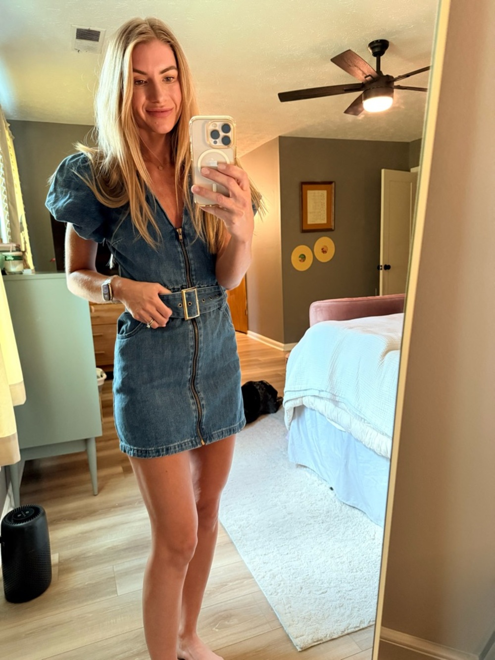 Show Me Your Mumu Denim Puff Sleeve Dress